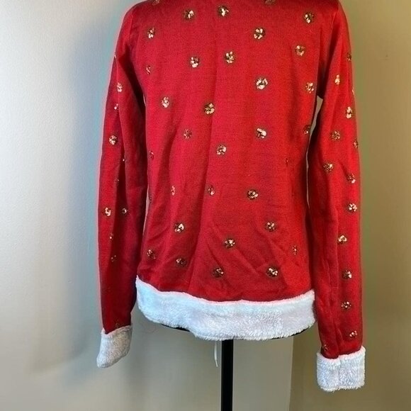 Tipsy Elves Holiday Red and White Sweater SZ Sm with Gold Accent Ugly Sweater - Picture 10 of 10